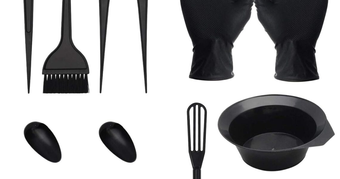 15 Pcs Hair Dye Coloring Kit, Hair Coloring Dyeing Bleaching DIY Salon Tool, Hair Tinting Bowl/Dye Brush/Mixing Spoon/Ear Cover/Gloves/Tint Comb (Black), $6.99