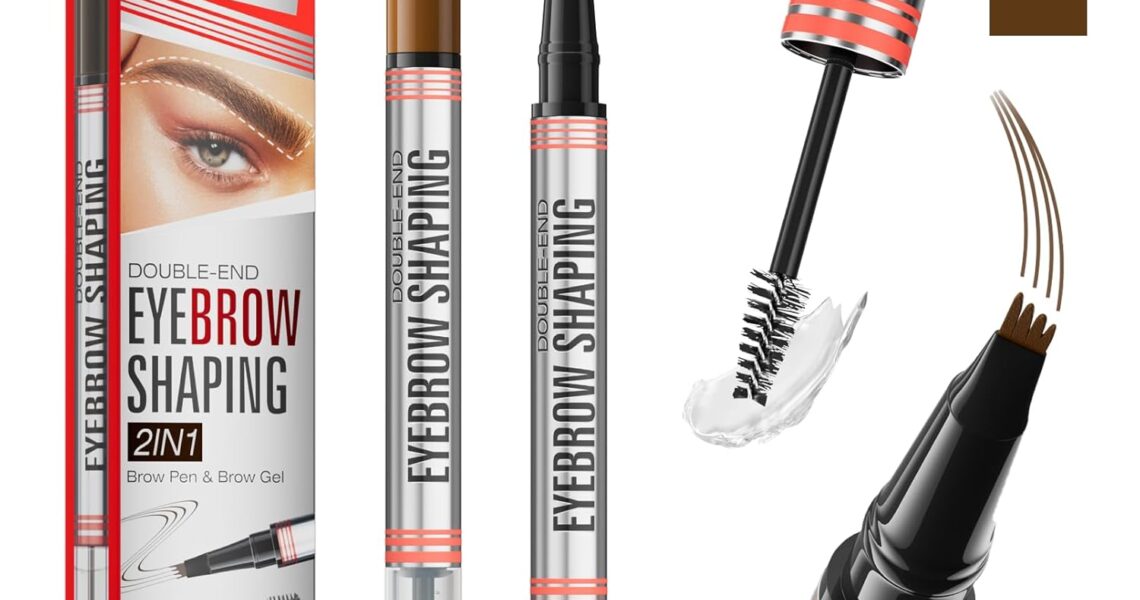 9705 2in1 Hilibrand 4-Pronged Dual-Ended Eyebrow Pencil&Eyebrow Gel, 4-Pronged Ultra-Fine Realistic Eyebrow Pencil End, Eyebrow Setting Wax End, Waterproof, Sweatproof, Long-Lasting (2#Dark Brown), $16.99