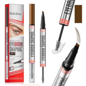 9705 2in1 Hilibrand 4-Pronged Dual-Ended Eyebrow Pencil&Eyebrow Gel, 4-Pronged Ultra-Fine Realistic Eyebrow Pencil End, Eyebrow Setting Wax End, Waterproof, Sweatproof, Long-Lasting (2#Dark Brown), $16.99