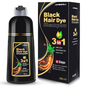 IIIMEIDU Black Hair Dye Shampoo 3 in 1 for Gray Hair, Herbal Ingredients Shampoo Black Hair Dye for Women Men, Grey Coverage Shampoo 500ml, $22.99