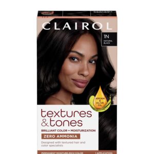 Clairol Textures & Tones Permanent Hair Dye, 1N Natural Black Hair Color, Pack of 1, $4.48