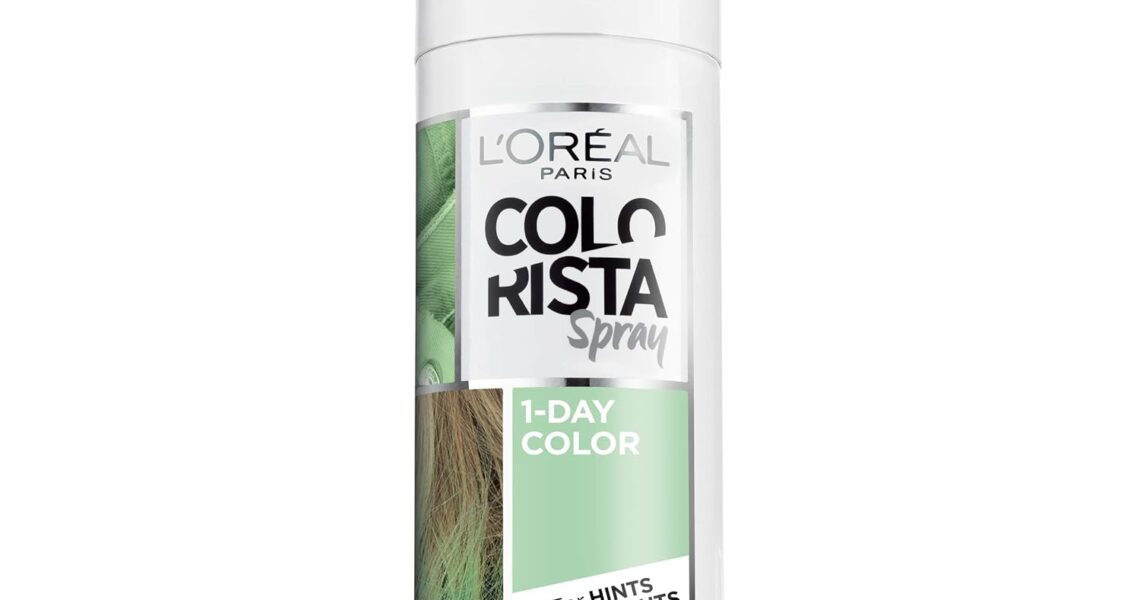 L’Oreal Paris Colorista 1-Day Washable Temporary Hair Color Spray, Mint, 2 Ounces, $5.55