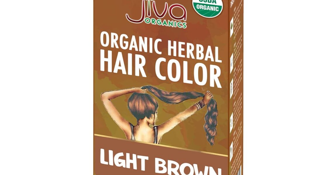 Jiva Organic Light Brown Hair Dye – 100% Herbal Hair Color with Cinnamon & Henna – 100% Pure, Certified Organic Natural Hair Colorant – NO Chemicals, Kosher, Vegan, Cruelty Free 3.5 Oz (100g), $7.89