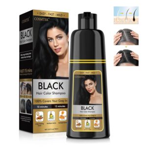 COSMTEK Black Hair Dye Shampoo 3 in 1 for Gray Hair, Hair Color shampoo for Women, Natural Shampoo Hair Dye-100% Grey Hair Coverage/Herbal Ingredients - 150ml (5.07 oz), $6.99