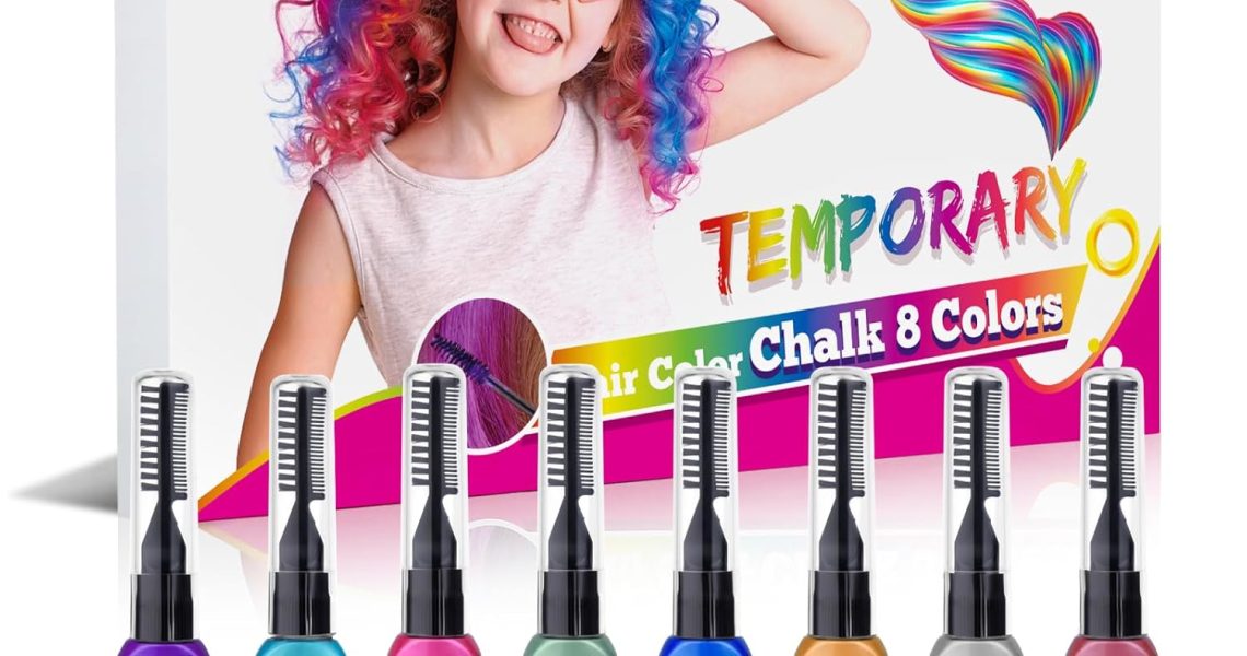 DeMoce Hair Chalk 8pcs Temporary Hair Color for Kids, Washable Hair Mascara for Birthday Cosplay DIY, Easter, New Year, 8 Colors, Natural, Light Hair Colors, Wax, 0.3527 Ounce, $9.99