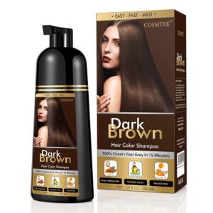Dark Brown Hair Dye Shampoo Permanent for Men&Women,Instant Hair Color Shampoo for Gray Hair Coverage and Beard,3-In-1 Shampoo for Color Treated Hair,Lasts 30 Days/500ml/Ammonia-Free/Natural herbal Ingredients., $25.99