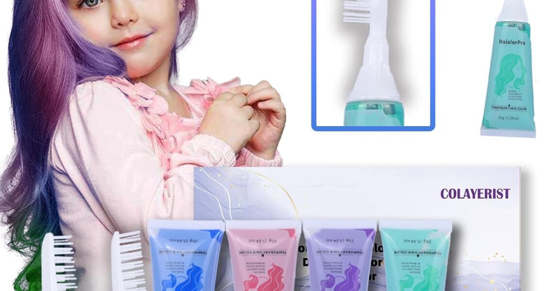 Hair Color Wax for Girls, 4 PCS Temporary Hair Dye in Green, Blue, Pink, Purple, Washable Hair Chalk Kit for Kids & Adults, Great Gifts for 6-13 Year Old Girls Birthday, $9.99