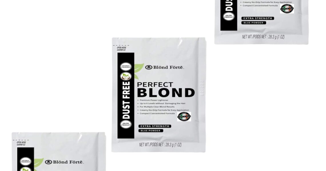 Perfect Blonde Toner Hair Dye Bleach Powder Lightener for Dark Hair Extra Strength Professional Formula (3 Packs of 1 Oz)  Made in Italy by Blond Forte (Blue Powder Lightener), $9.95