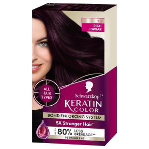 Schwarzkopf Keratin Color Permanent Hair Color, 1.9 Rich Caviar, 1 Application - Professionally Inspired Permanent Hair Dye, for up to 80% Less Breakage vs Untreated Hair and up to 100% Gray Coverage, $11.97