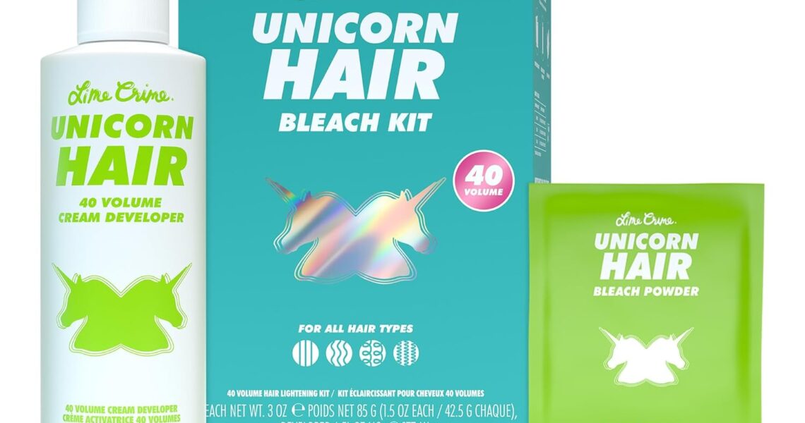 Lime Crime Unicorn Hair Bleach Kit – Includes 40 Volume Cream Developer & Bleach Powder – Lightener for Dark Hair – Bleaching Powder Lightening Kit, $22.00