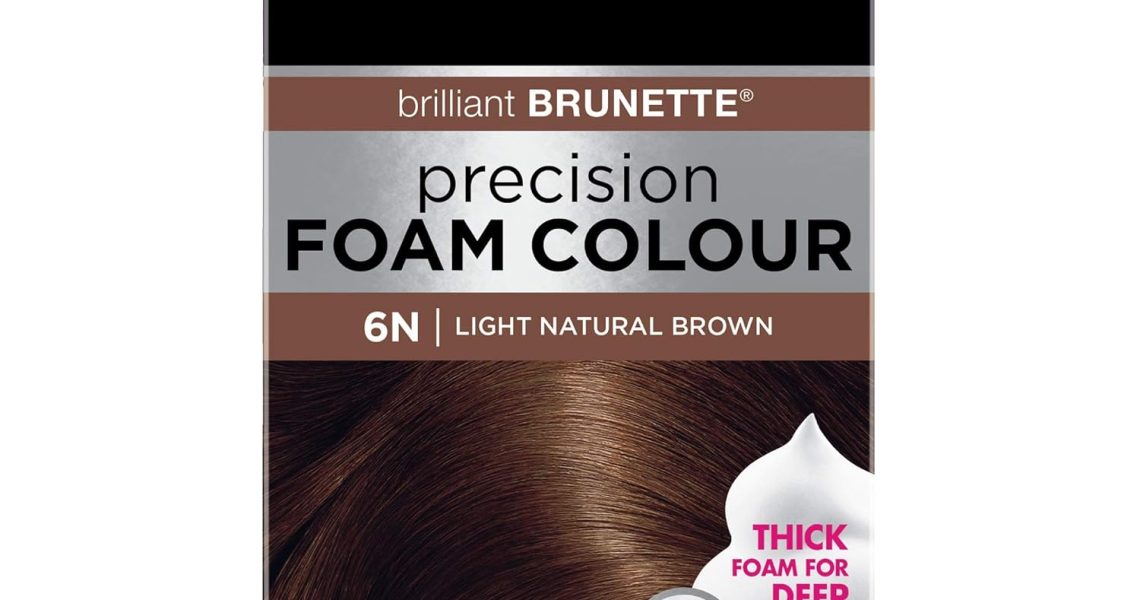 John Frieda Precision Foam Colour, Light Natural Brown 6N, Full-Coverage Hair Color Kit, Anti-Fade Gray Coverage, Deep Color Saturation Hair Dye, 1 Application, $12.99
