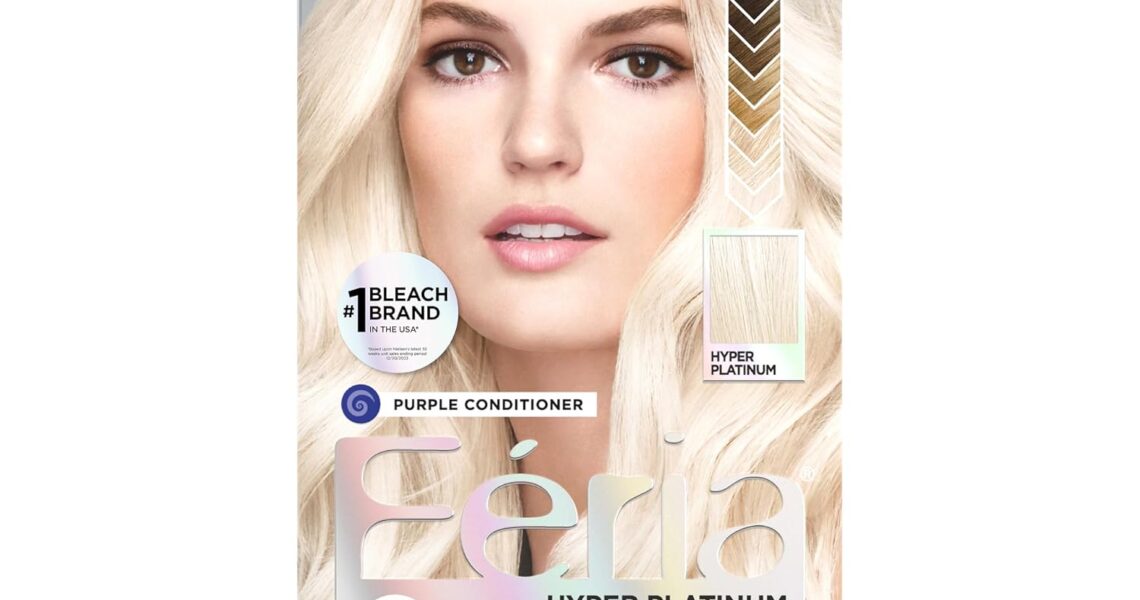 LOral Paris Feria Hyper Platinum Advanced Lightening System Hair Bleach, Lifts Up To 8 Levels, Includes Anti Brass Purple Conditioner, 1 Hair Dye Kit, $12.99