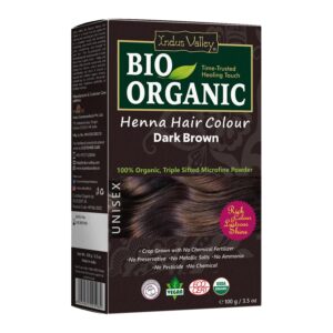 Indus Valley Bio Organic Natural Henna Hair Color Dark Brown 100gm| 100% Gray Hair Coverage And Long Lasting Hair Dye | Vegan and Cruelty-Free, $9.95