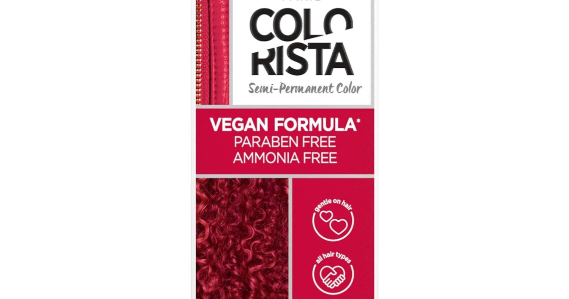 L’Oreal Paris Colorista Semi Permanent Hair Color for Bleached or Blonde Hair, Color Depositing Hair Mask Formula, Bright Red, $8.00