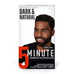 SoftSheen-Carson Dark & Natural Hair Color for Men 5 Minutes, Natural Looking Gray Coverage for Up To 6 Weeks, Shampoo-in Permanent Hair Dye, Ammonia Free, Natural Black, 2 Count, $19.74