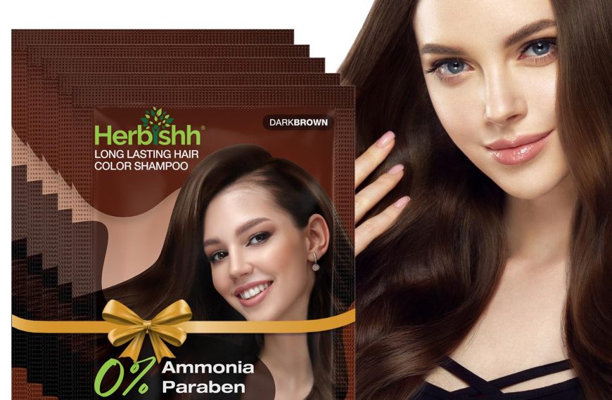 Herbishh Dark Brown Shampoo for Gray Hair, Hair Dye Shampoo 3 in 1, 100% Grey Coverage, Instant Permanent Shampoo for Men & Women, Long-lasting & Travel-friendly, Ammonia-free, 30 ml (Pack of 5), $9.99
