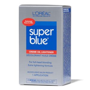 L'Oral Technique Super Blue Lightener Kit - Hair Bleach, Removes Natural or Artificial Pigments, Easy and Smooth Application, $12.70