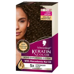 Schwarzkopf Keratin Permanent Hair Dye Cream, 6.83 Light Brown, 1 Application - Professionally Inspired Hair Color Enriched with Keratin and Macadamia Nut Oil - Hair Dye with Pre-Serum, all Hair Types, $9.90