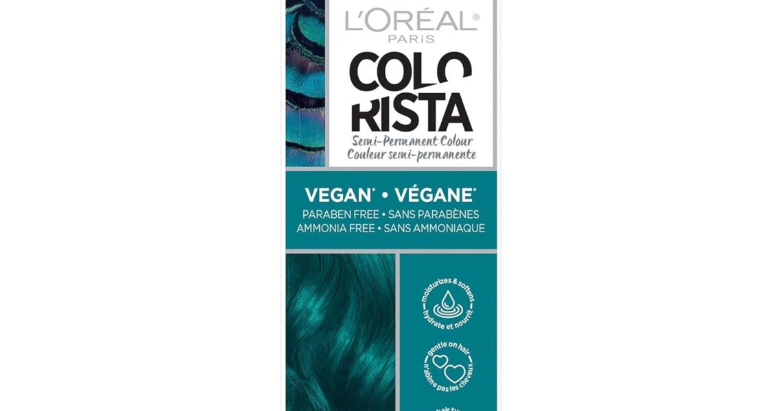 LOral Paris Colorista Semi Permanent Hair Color for Brunettes, Color Depositing Hair Mask Formula, Teal, $11.99