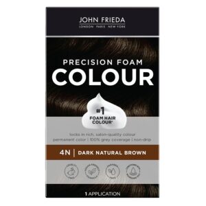 John Frieda Precision Foam Colour, Dark Natural Brown 4N, Full-coverage Hair Color Kit, Anti-Fade Gray Coverage, Deep Color Saturation Hair Dye, 1 Application, $12.49