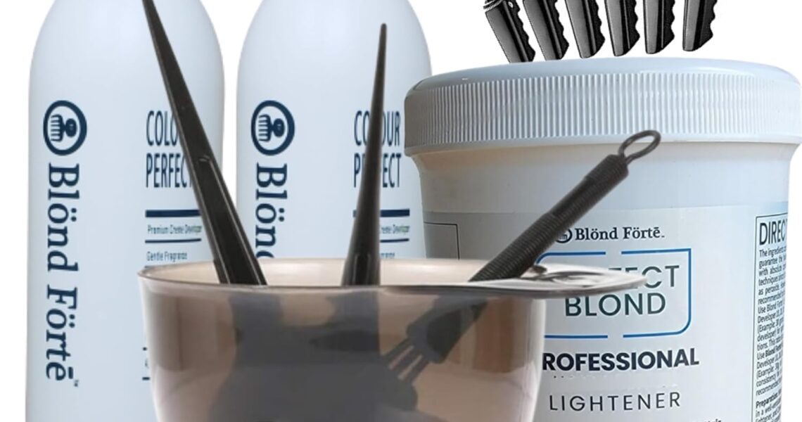 Perfect Blonde Hair Bleach Toner Lightener Powder Lightening Kit 20 Volume 800 ml Developer & Brush & Gloves – Made in Italy by Blond Forte, $32.95