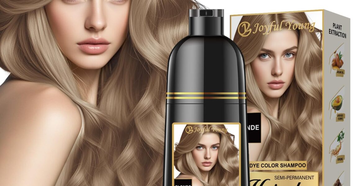 Natural Hair Dye Shampoo 3 IN 1, Hair Color for Gray Hair Coverage, Hair Coloring Shampoo for Women, Color Shampoo Beard Dye for Men, Vegan Ammonia Free Hair Shampoo (MEDIUM BLONDE), $22.99