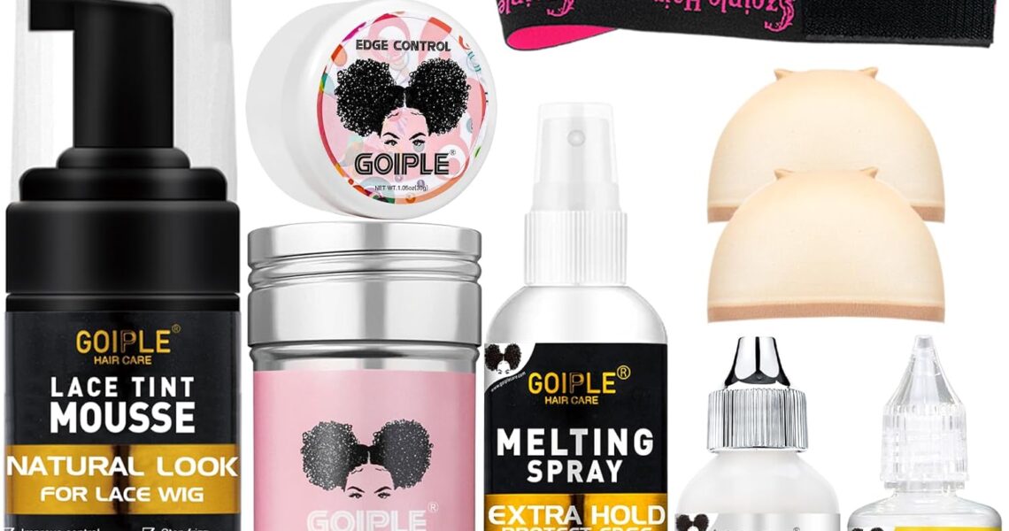 Lace Tint Melting Mousse for Women’s Toupees, Hairpieces and Wigs – Natural Finishing Color, Wig Glue and Tool Set (Light Brown), $15.99