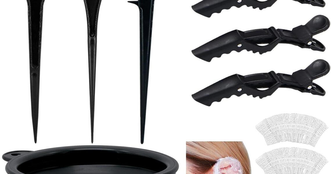 12 Pcs Hair Bleach Kit Professional Hair Coloring Products with Hair Dye Brush, Hair Color Bowl, Earmuffs, Hair Clips for Salon Hair Dye, Hair Color at Home, Hair Highlighting, $5.99