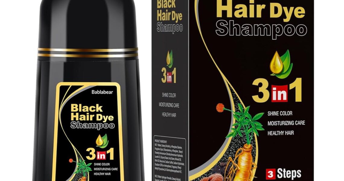 Black Hair Dye Shampoo for Gray Hair, Semi-Permanent Hair Color Shampoo for Women and Men, Herbal Ingredients, 3 in 1 100% Grey Coverage.Lasts 30 Days/500ml/Natural herbal Ingredients, $22.99