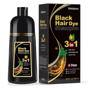 Black Hair Dye Shampoo for Gray Hair, Semi-Permanent Hair Color Shampoo for Women and Men, Herbal Ingredients, 3 in 1 100% Grey Coverage.Lasts 30 Days/500ml/Natural herbal Ingredients, $22.99