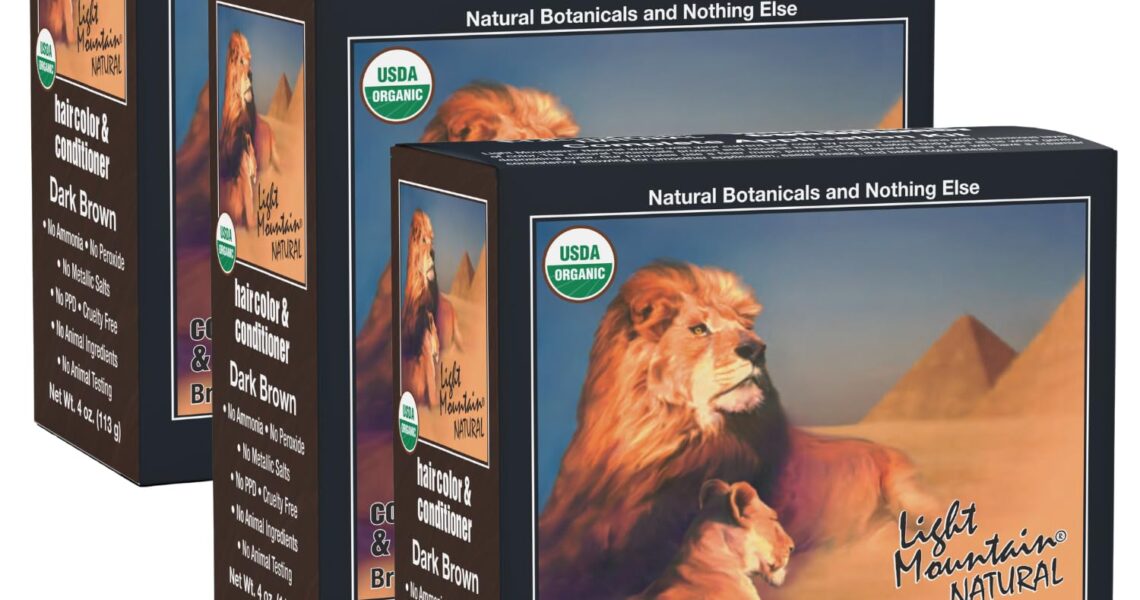 Light Mountain Henna Hair Color & Conditioner – Dark Brown Hair Dye for Men/Women, Organic Henna Leaf Powder and Botanicals, Chemical-Free, Semi-Permanent Hair Color, 4 Oz (Pack of 3), $22.99