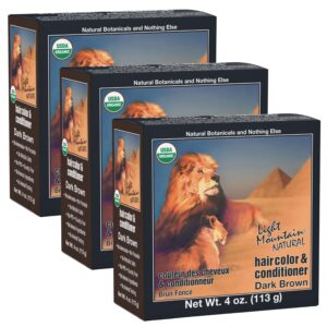 Light Mountain Henna Hair Color & Conditioner - Dark Brown Hair Dye for Men/Women, Organic Henna Leaf Powder and Botanicals, Chemical-Free, Semi-Permanent Hair Color, 4 Oz (Pack of 3), $22.99