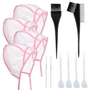 Bewudy 12 Pcs 4 Sets of Highlighting Caps with Hooks, Hair Coloring Frosting Dye Kit for Salon Hairdressing (Pink), $6.99