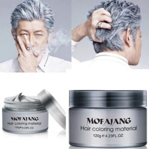 Temporary Silver Gray Hair Spray Color, Luxury Coloring Mud Grey Hair Dye Wax,Washable Treatment Hair Color Wax with All Day Hold works on white hair/non-pigmented hair for Party, Cosplay (1, Gray), $9.99