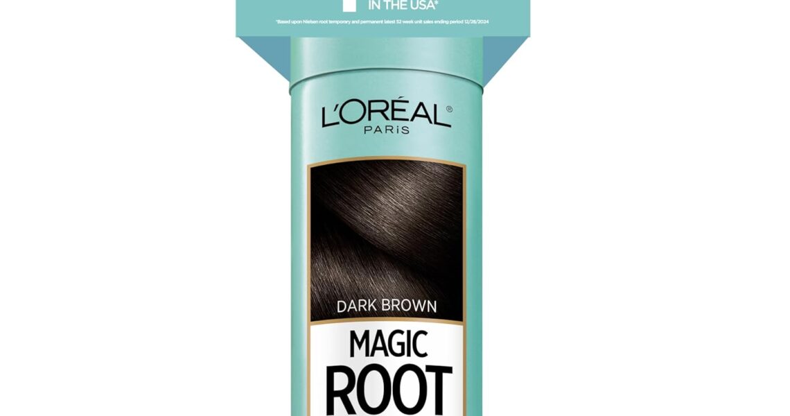 L’Oreal Paris Root Cover Up Temporary Gray Concealer Spray, Hair Color Spray with Filling & Thickening Coverage, Dark Brown, Packaging May Vary, $11.99