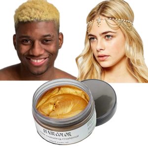 Temporary Hair Color Wax Dye,Hair Spray Color, Gold Hair Wax Color, Kids Temporay Hair Wax Dye Ash for Halloween Cosplay,Party,Masquerade (Gold, 120g), $8.98
