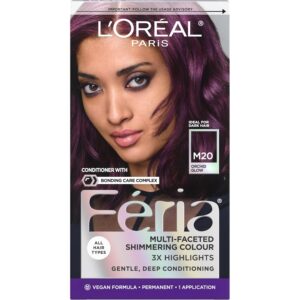 L'Oreal Paris Feria Midnight Bold Multi-Faceted Permanent Hair Dye, One-Step Hair Color Kit for Dark Hair, No Bleach Required, Orchid Glow, $9.99