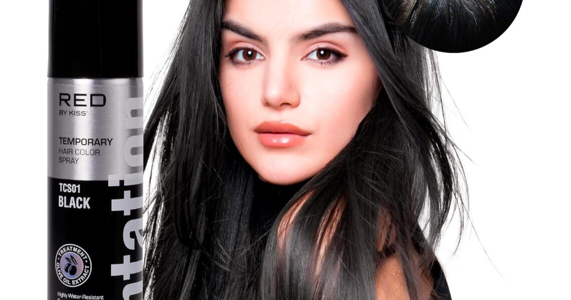Red by Kiss Tintation Temporary Hair Color Spray, Instant Gray Root Touch Up Coverage, Water-Resistant & Smudge-Proof, Easy Wash Out, Barber & Hairline Touch-Up, Quick-Dry (Black, 2.82 oz), $8.48