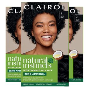 Clairol Natural Instincts Demi-Permanent Hair Dye, 2 Black Hair Color, Pack of 3, $25.47