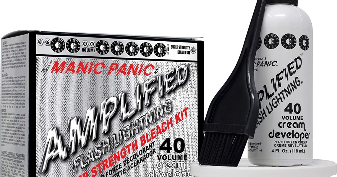 MANIC PANIC Flash Lightning Super Strength Bleach Kit – 40 Volume Developer + Bleach Powder – Hair Lightener for Dark Hair + Lifting up to 7 Levels – Vegan & Cruelty Free, $19.99