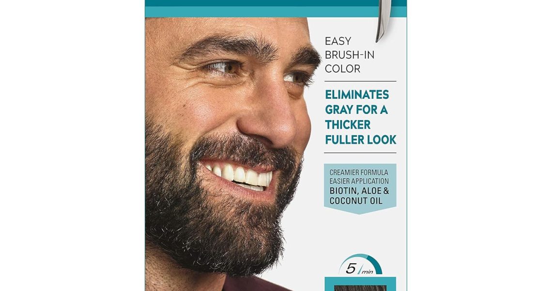 Just For Men Mustache & Beard, Beard Dye for Men with Brush Included for Easy Application, With Biotin Aloe and Coconut Oil for Healthy Facial Hair – Dark Brown, M-45, Pack of 1, $16.03