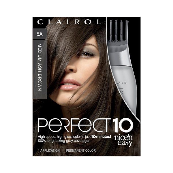 Clairol Nice’n Easy Perfect 10 Permanent Hair Dye, 5A Medium Ash Brown Hair Color, Pack of 1, $13.49