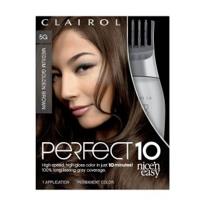 Clairol Nicen Easy Perfect 10 Permanent Hair Dye, 5G Medium Golden Brown Hair Color, Pack of 1, $13.49