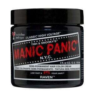 MANIC PANIC Classic Raven Semi Permanent Hair Color - Cool-Toned Black Hair Dye for Women & Men That Lasts 4-6 Weeks - Vegan, Ammonia & Cruelty-Free - Create & Mix Custom Shades (4oz), $14.99