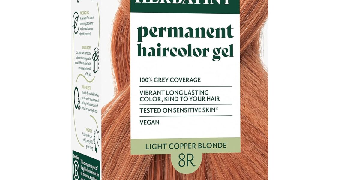 Herbatint Permanent Hair Dye For Women – 8R Light Copper Blonde – For Up To 100% Gray Coverage of Resistant Gray Hair – Ammonia-Free, Alcohol-Free & Vegan – Salon Influenced Hair Color 5.75 fl oz, $16.99