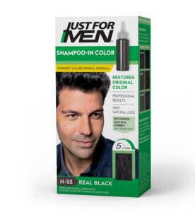 Just For Men Shampoo-In Color (Formerly Original Formula), Mens Hair Color with Keratin and Vitamin E for Stronger Hair - Real Black, H-55, Pack of 1, $9.99