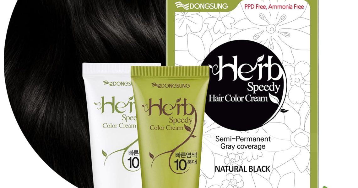 DONGSUNG Herb Speedy Permanent Color Cream (Natural Black, 1 Pack), PPD-Free Ammonia-Free Vegan Hair Dye with Sun Protection, Odorless, Gentle for Sensitive Scalp, No Eye or Scalp Irritation, $16.99