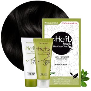 DONGSUNG Herb Speedy Permanent Color Cream (Natural Black, 1 Pack), PPD-Free Ammonia-Free Vegan Hair Dye with Sun Protection, Odorless, Gentle for Sensitive Scalp, No Eye or Scalp Irritation, $16.99
