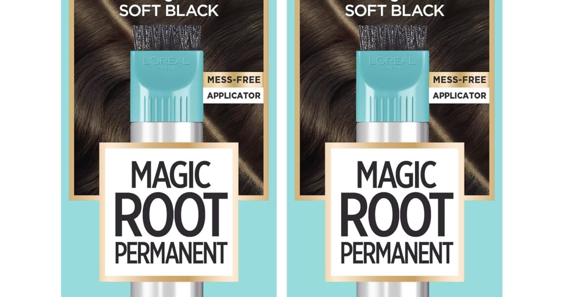 L’Oreal Paris Magic Root Rescue 10 Minute Root Hair Coloring Kit, Permanent Hair Color with Quick Precision Applicator, 100 percent Gray Coverage, 3 Soft Black, 2 count, $13.94