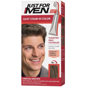 Just For Men Easy Comb-In Color Mens Hair Dye, Easy No Mix Application with Comb Applicator - Medium Brown, A-35, Pack of 1, $9.97